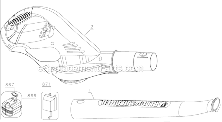 Page A Diagram and Parts List for NS118 Type 1 Black and Decker Leaf Blower / Vacuum